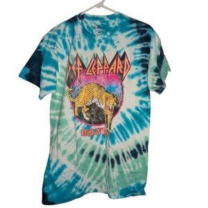 Def Leppard Tie Dyed High N Dry Rock Hair Band Graphic Print Tee T-shirt Top M